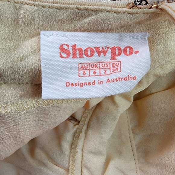 Showpo Boys Lining Up Play Suit Pink Floral Rose Gold Sequin V Neck Club Romper - Picture 16 of 16